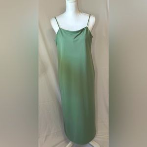 H&M olive green slip dress
